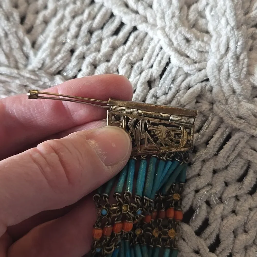 Egyptian Revival Faience Bracelet Vintage 30/40s - Picture 8 of 16